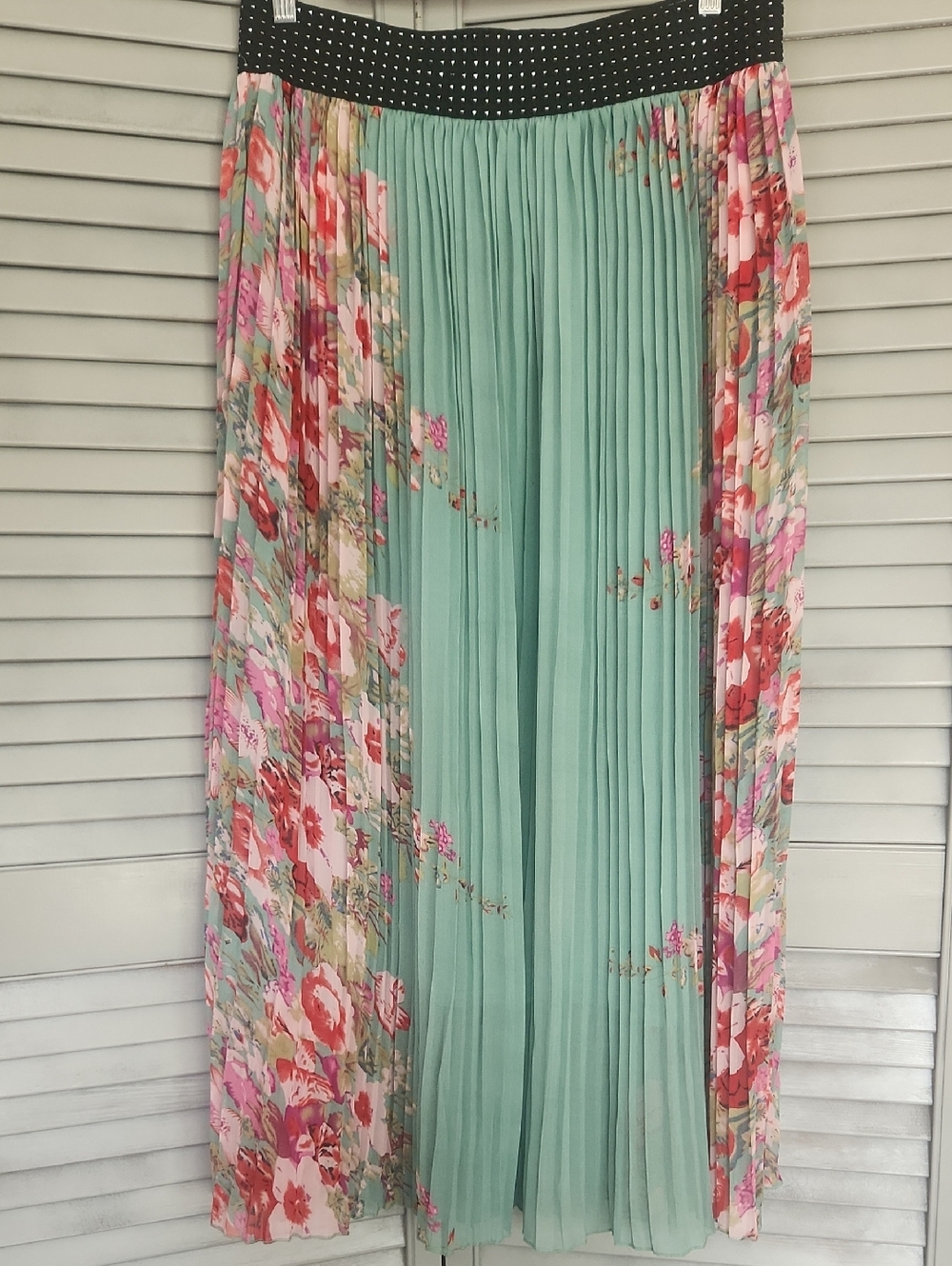 Magic Accordion Style Midi Floral Shear Lined Cottagecore Skirt Flower